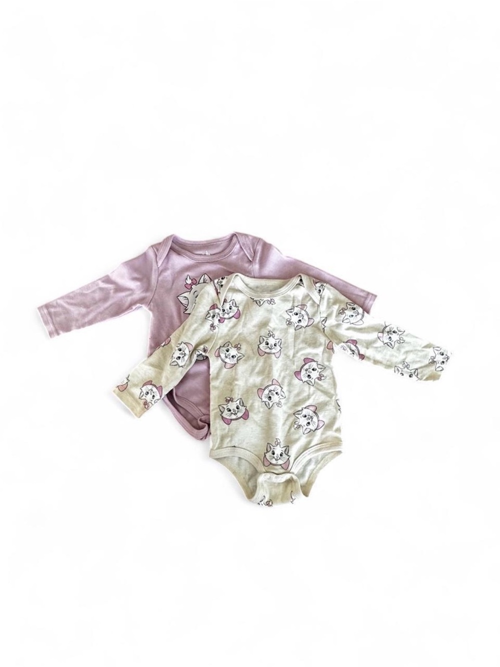 Disney Two-Pack Long-Sleeve Baby Bodysuits in Mauve and Cream